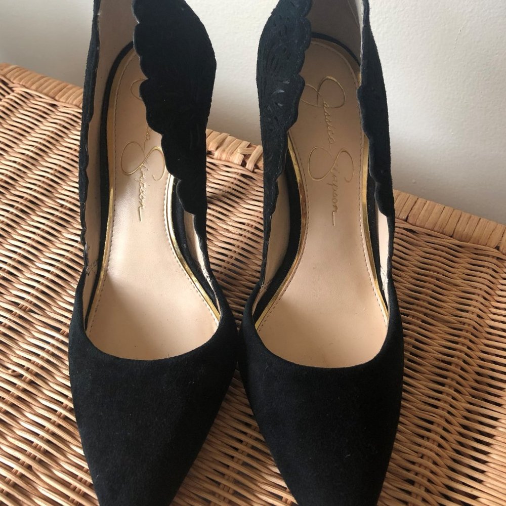 J.Simpson  Laser Cut Out Black Suede Shoes Size 7M